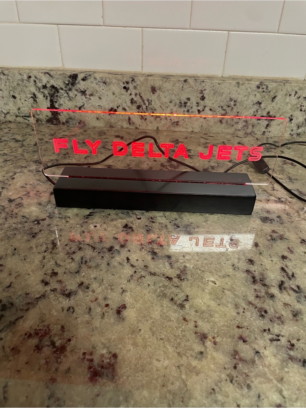 Fly Delta Jets LED Neon Sign - Red Acrylic Desk Light vibrant display